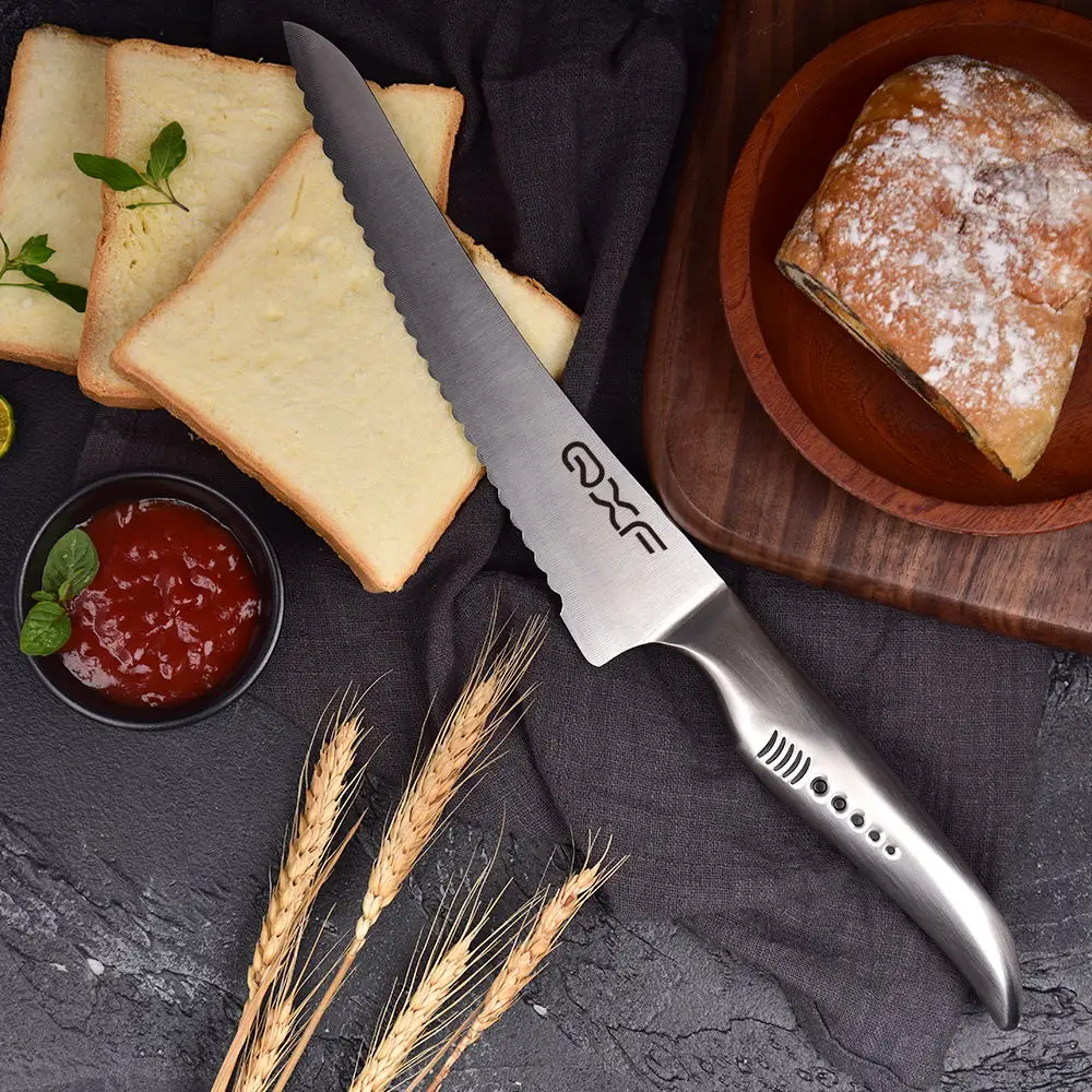unique design german stainless steel serrated bread knife with