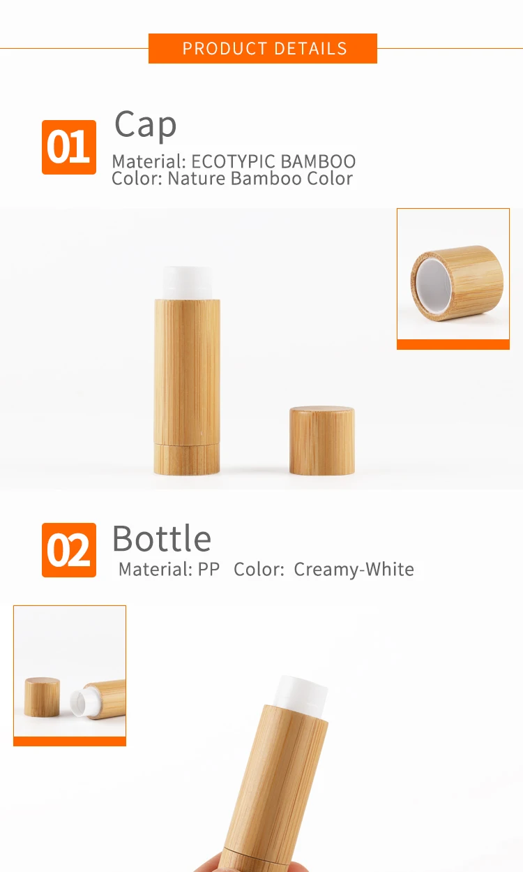 Eco Friendly Lipstick Container 4g 5g Bamboo Lip Tube For Cosmetic