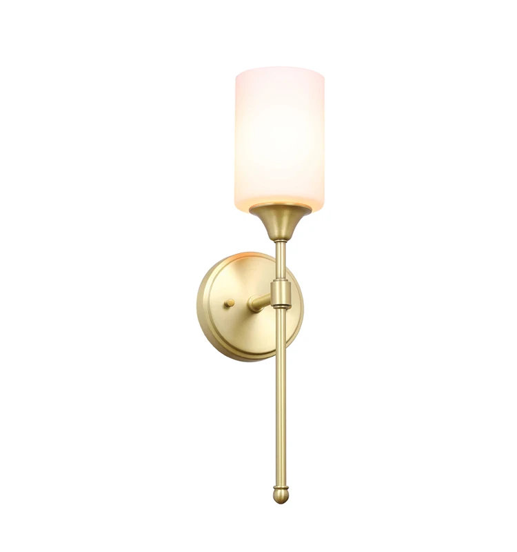 Brass Wall Light Glass Bath Vanity Sconce 1 Light Wall Sconce Lamp for Bathroom Bedroom & Living Room