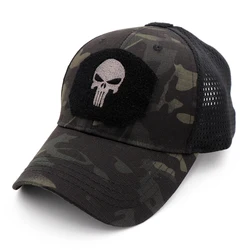 Outdoor tactical Camouflage Skull Hiking Cap Adjustable Sunscreen Baseball Cap Army Camo Hunting Cap For Men Women Adult