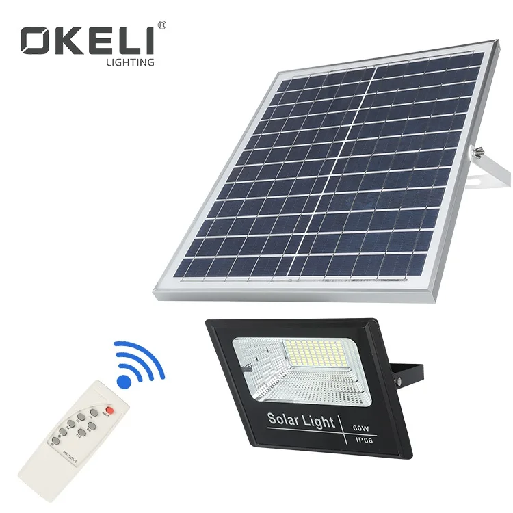 OKELI Energy saving outdoor light IP66 waterproof 30w 60w 100w 200w outdoor led solar flood lamp