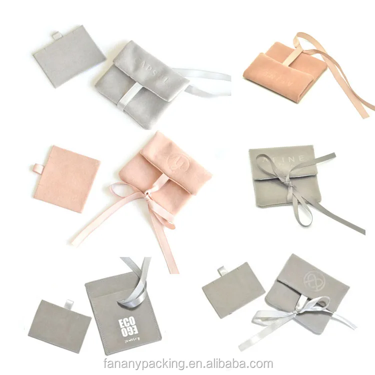 Custom Embossed Logo Jewelry Pouch W/ Necklace Card Board Insert Buy