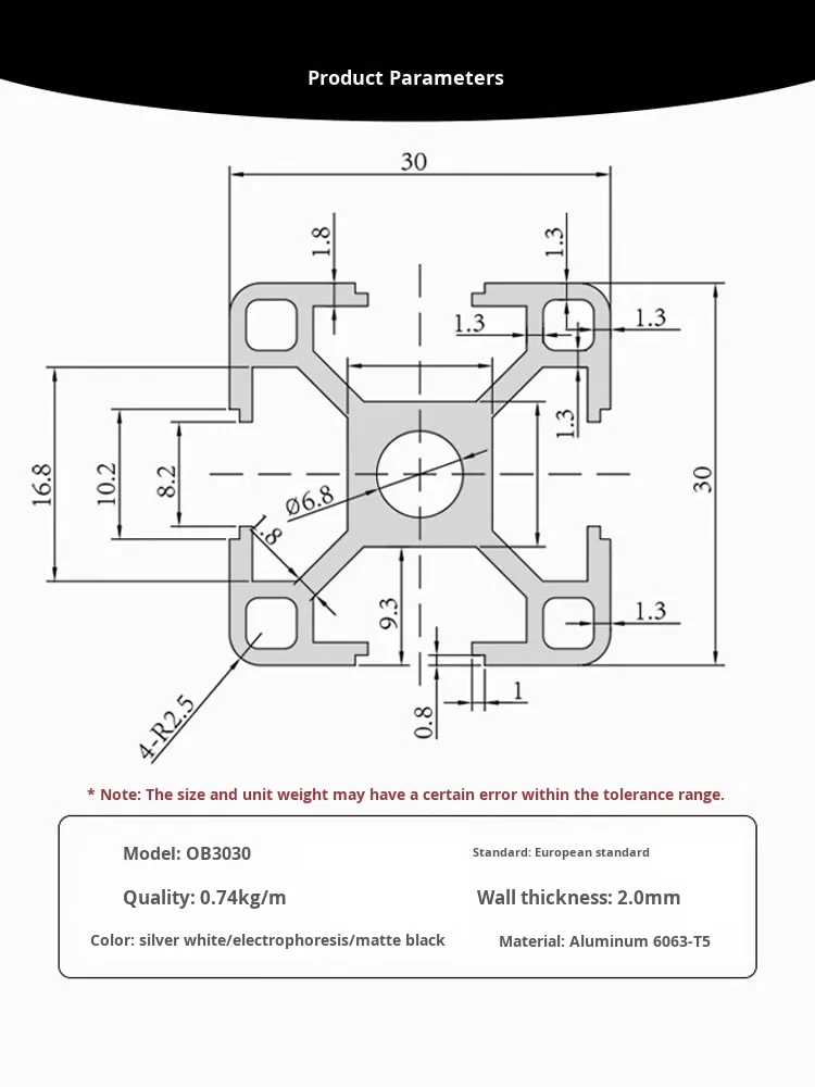 Industrial European Standard 3030 Aluminum Alloy Profile Square Tube Aluminum Equipment Frame 3030 Aluminum Alloy Profile for details