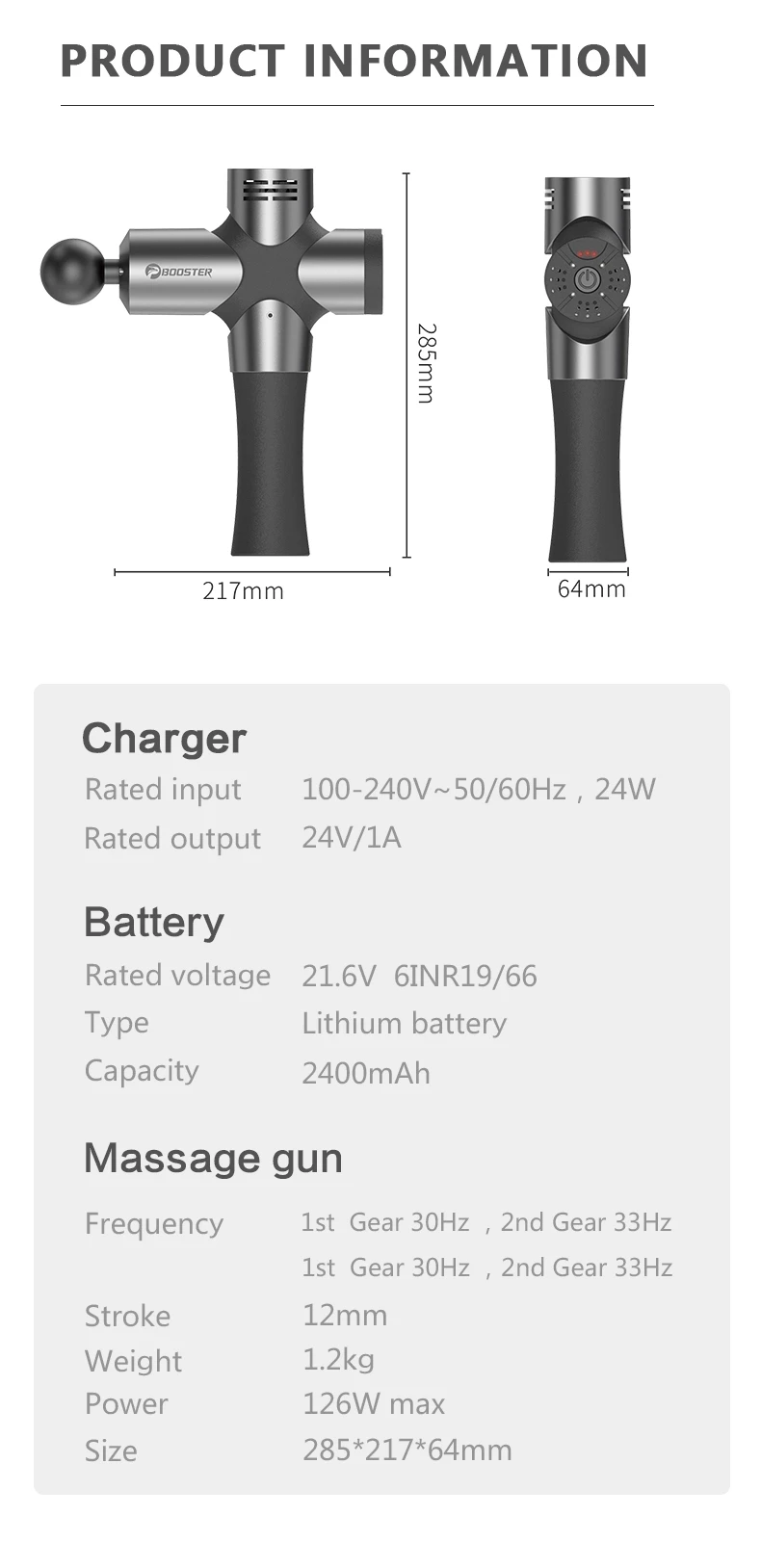 Booster Pro 3 Massage Gun Deep Tissue Muscle Massage Gun Cordless Therapy Vibration Body Relaxation Massager