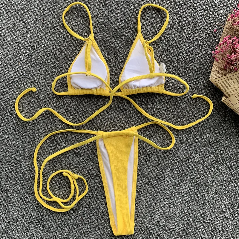 2020 New Hj Hot Sale High Cut Customized Swimsuit Lady Custom Sexy Bandage String Bikini Sexy 4729