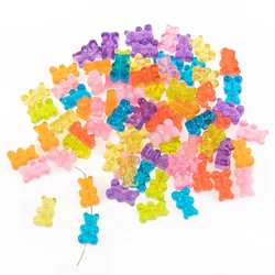 Kawaii Candy Color Gummy Bear Jelly Color Small Bear Charm Beads Necklace Bracelets Connector Accessories Beads For DIY Jewelry