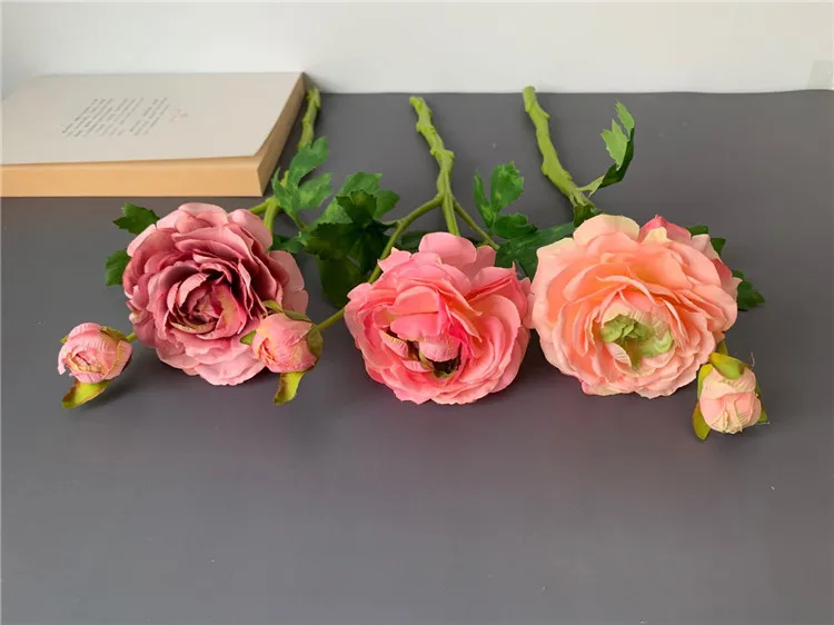 best seller decorative 2 heads silk flower artificial camellia