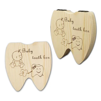 wooden kids keepsake organizer wooden teeth shape baby teeth box