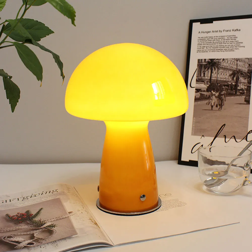 Chuse Modern Glass Desk Lamps Bed Side Light Mushroom Table Lamp For