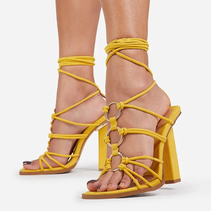yellow box toe ring sandals