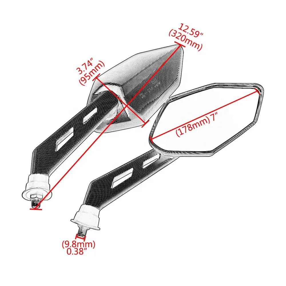 1Pair 10mm Universal Carbon Fiber Design Motorcycle Rearview Mirrors For Chopper