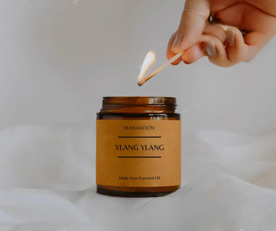 Ylang Ylang Aroma Candle With Essential Oil 100 Grams Customized Luxury