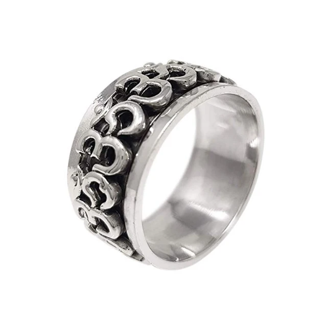 Sterling Silver .925 Round Om Ohm Aum Women's Fashion Ring Sizes 6-9 