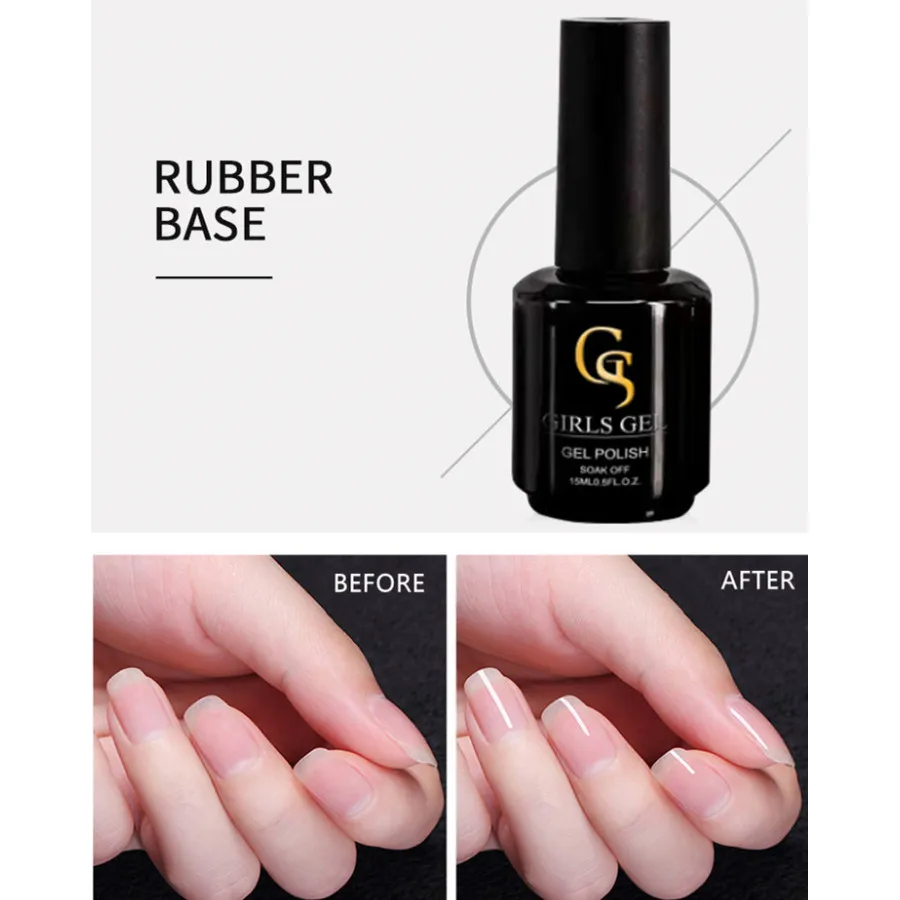 Girlsgel Professional Rubber Base Gel Nail Polish Rubber Base Coat For Long Lasting Nails Layer
