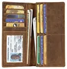 Hot Sale Vintage Genuine Leather RFID Blocking Bifold Long Wallets For Men