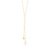Fashion gold vermeil S925 silver lariat double drop moon and star necklace