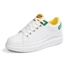 2019 Wholesale ulzzang High Quality Women Leather Sneakers Pure Color Leather Platform White Shoes Bright Color Lining Shoes