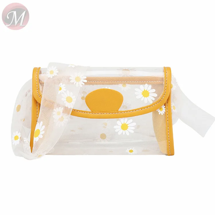 0270413 Fashion ladies Custom simple transparent shoulder bags women Chrysanthemum Jelly crossbody bag