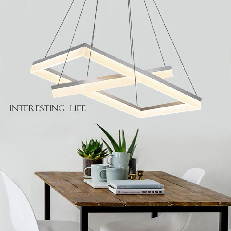 Square hanging lamp pendant light LED modern contemporary chandelier rectangular chandelier metal
