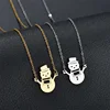 High Quality Best Selling Stainless Steel Christmas Jewelry Creative Women Simple Cute Christmas Snowman Hollow Pendant Necklace