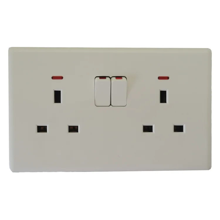 Factory Direct British Wall Mounted Electrical Switch Socket PC Panel White Wall Switches 13A UK Power Socket Outlet