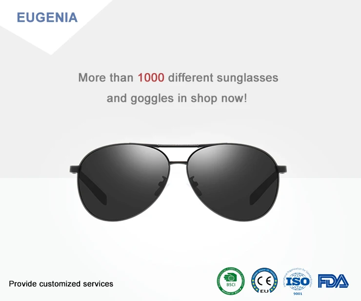 EUGENIA  Classical Men Polarized Sun Glasses Custom Logo Aviation Sunglasses