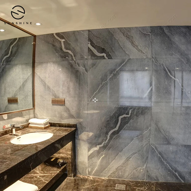 Luxury Bruce Grey Marble Slabs for TV Wall Back Ground  Cut to Size Wall Tile