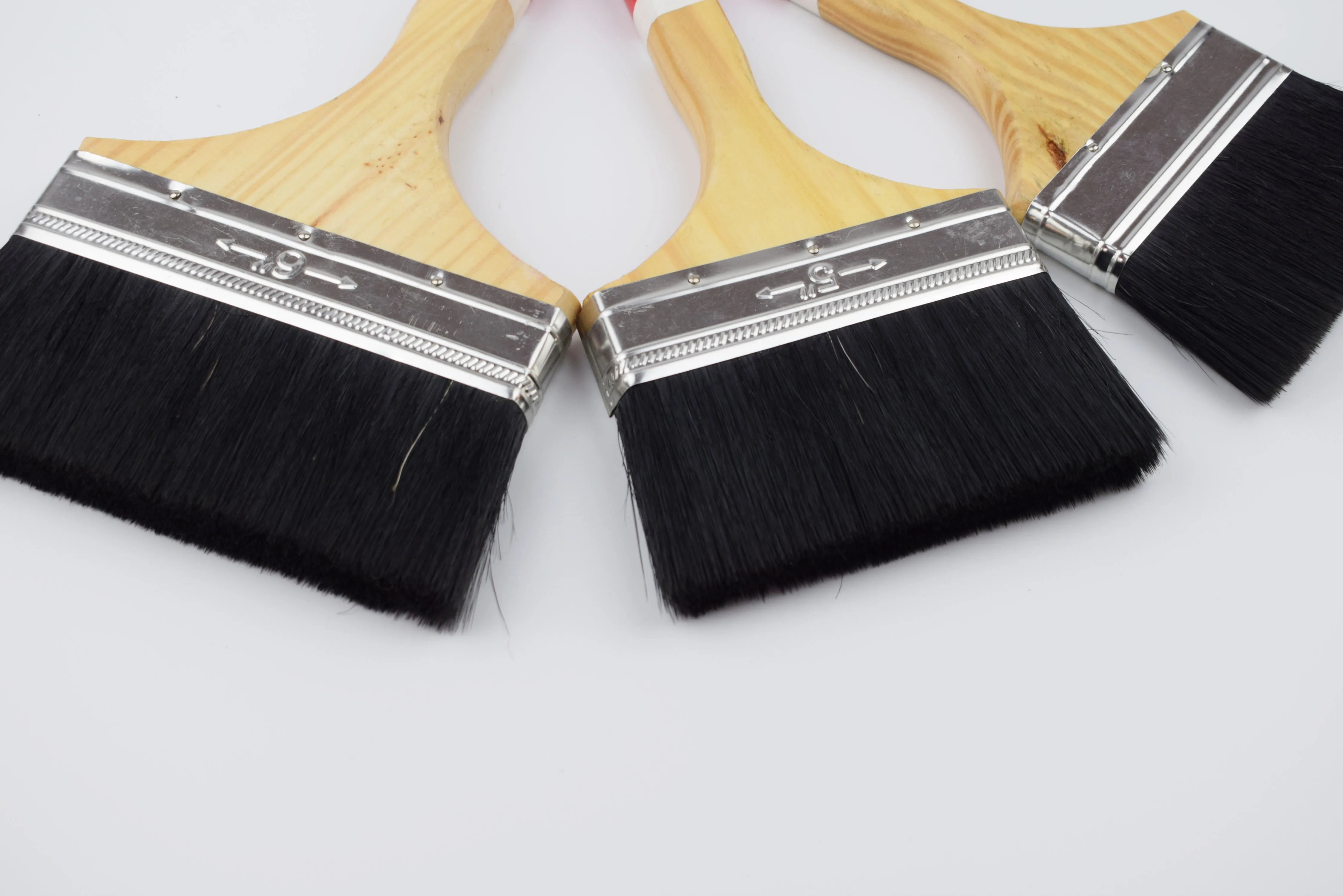 High Quality Painting Tools Black Bristle Paint Brush Wooden Handle In