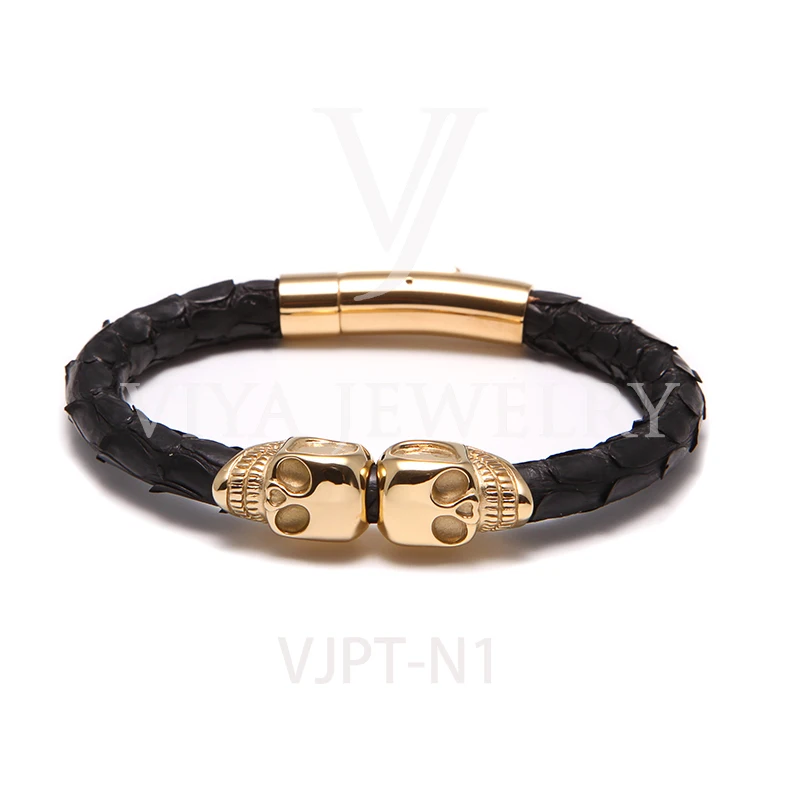 gold skull bangle bracelet