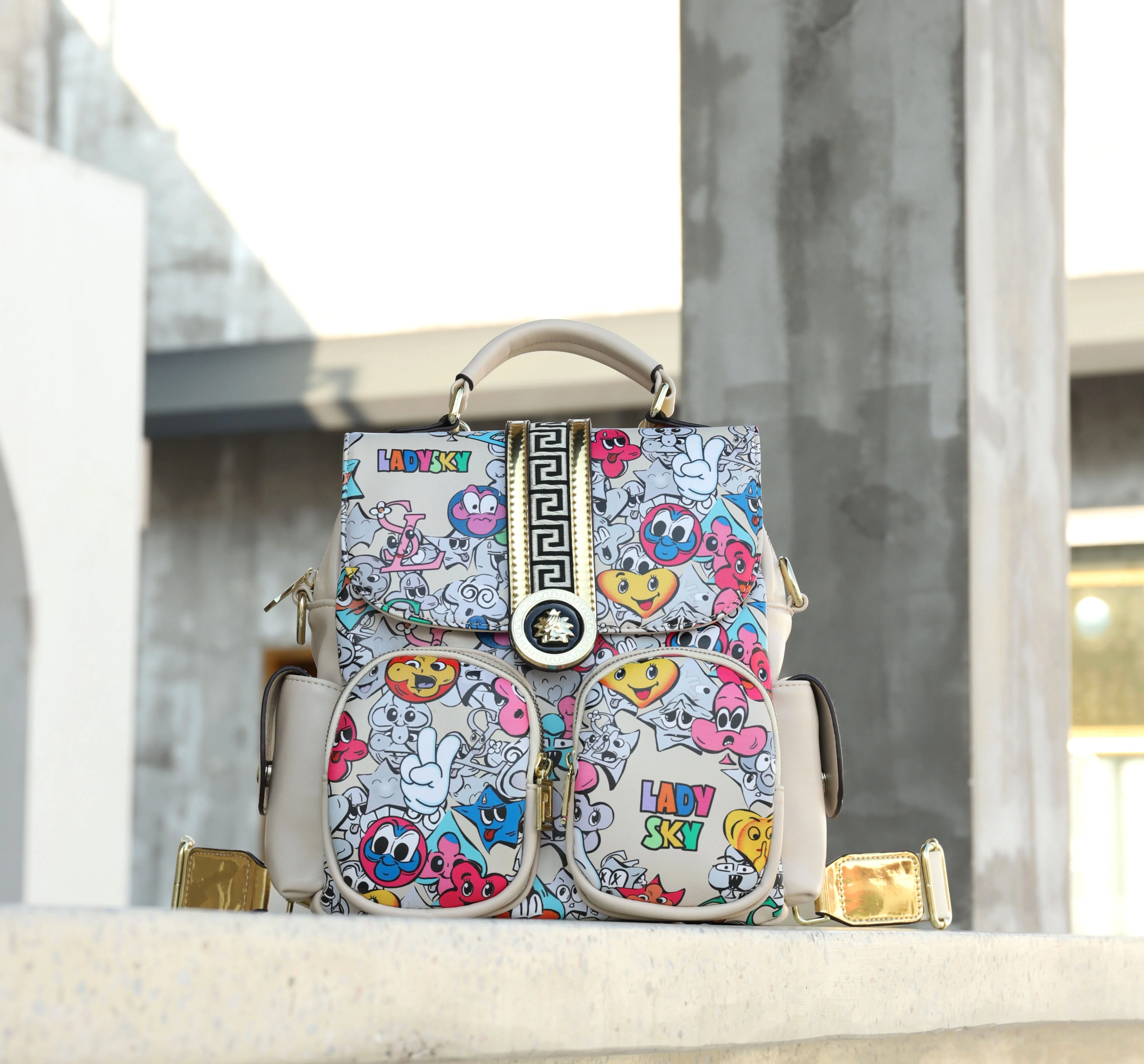 ladysky printing material handbag for ladies luxury large capacity female designer backpack for women quality shoulder bag 29 cm