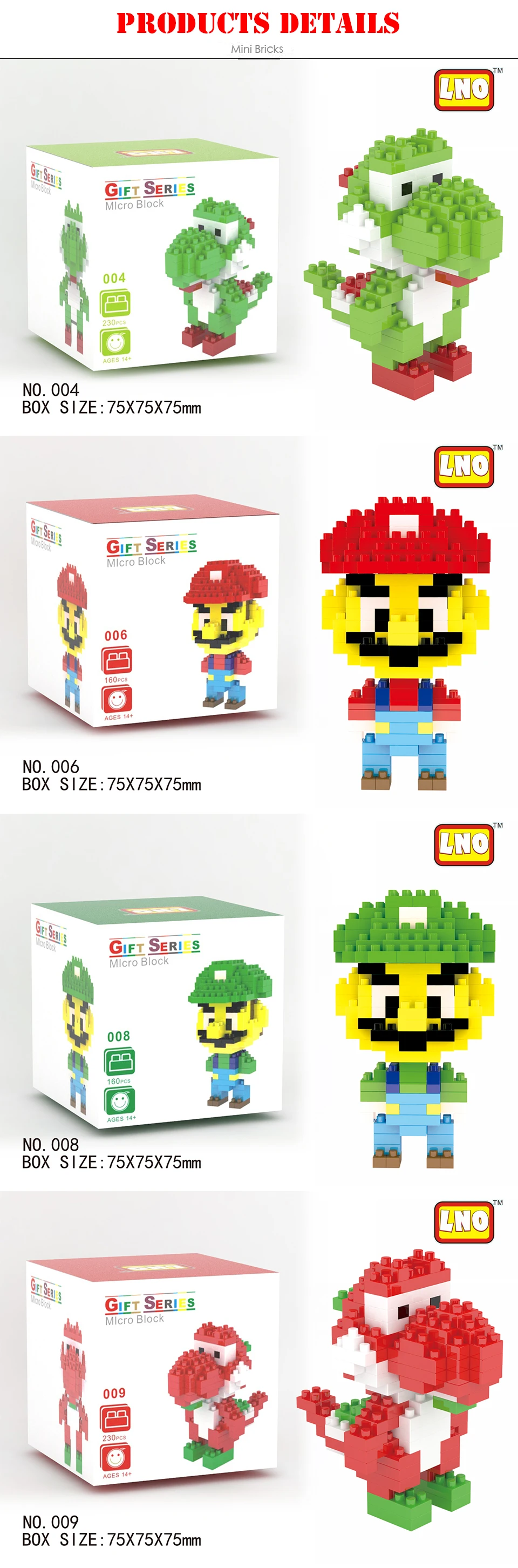 limpiar Calibre ácido Wholesale LNO Gift Series mini Blocks Super Mario Game models Action & Toy  Figures Assembly Building Brick Educational Game For Kids Toy From  m.alibaba.com