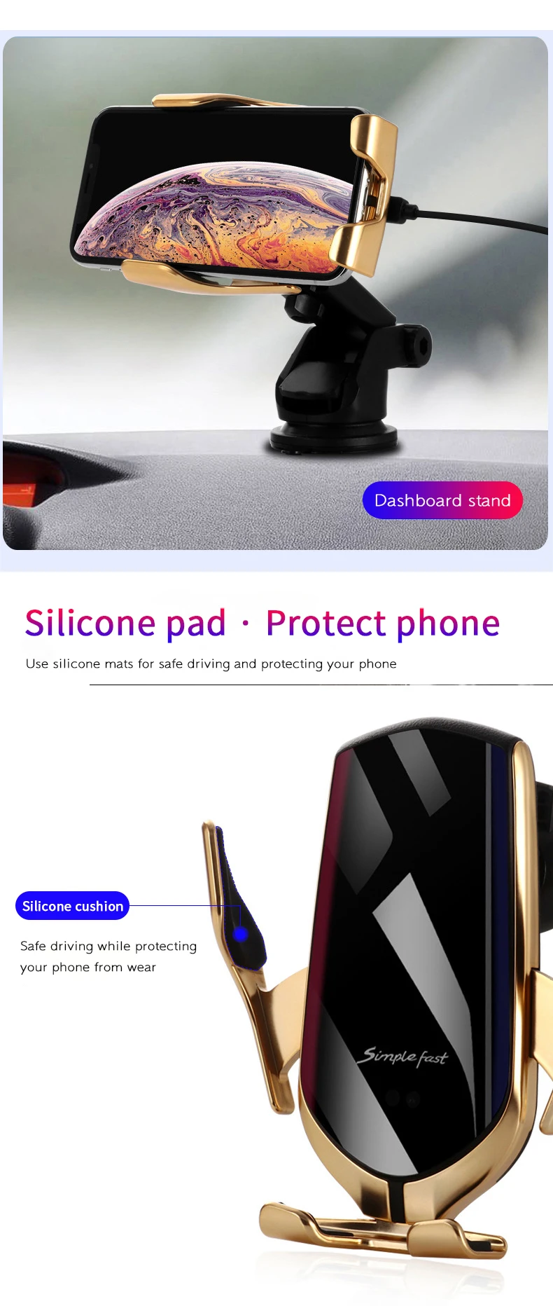 For iPhone X 8 For Samsung Plus Mobile Phone Holder wireless car phone charger For HUAWEI P20 magnet fast wireless car charger
