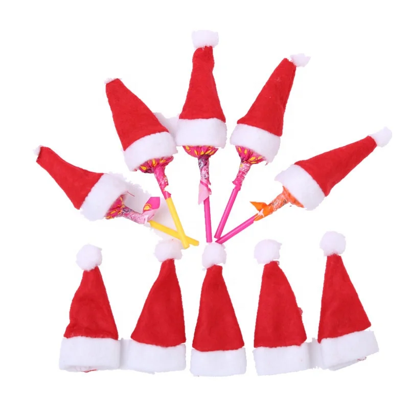 Mini Rode Leuke Kerstman Hoed voor Candy Lollipop Top Topper Cover Decor DIY Kerst Kerstcadeau Festival Decor