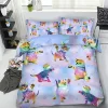 Cute Unicorn cats chasing Stars 3d kids bedding set