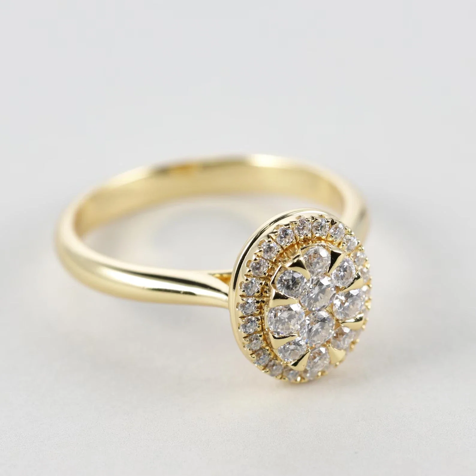 Oval Cut Cubic Zirconia Engagement Ring Art Deco Vintage Halo 925 Sterling Silver
