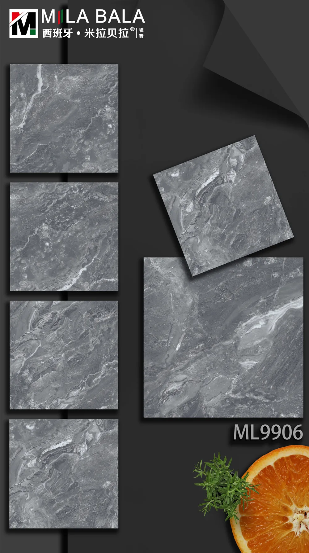 glazed full polished natural stone looking porcelain floor tiles