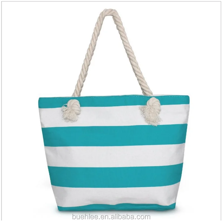 blue and white beach bolsa