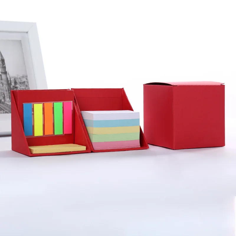 Foldable Cube Memo Pad Box,Multifunction Sticky Note Set With Pen