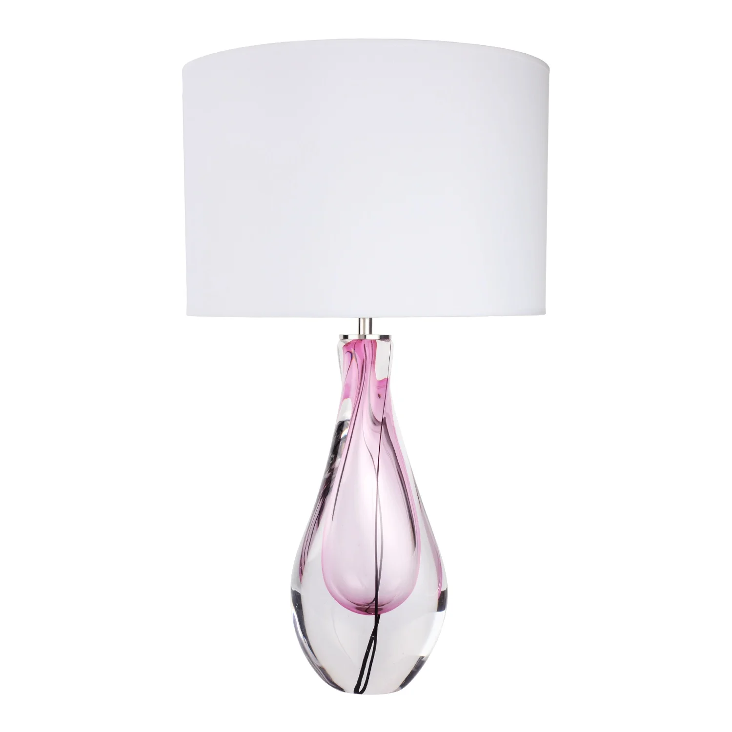 Hand Made Craft Pink Coloured Glaze Murano Glass Table Lamp for Amazon sell