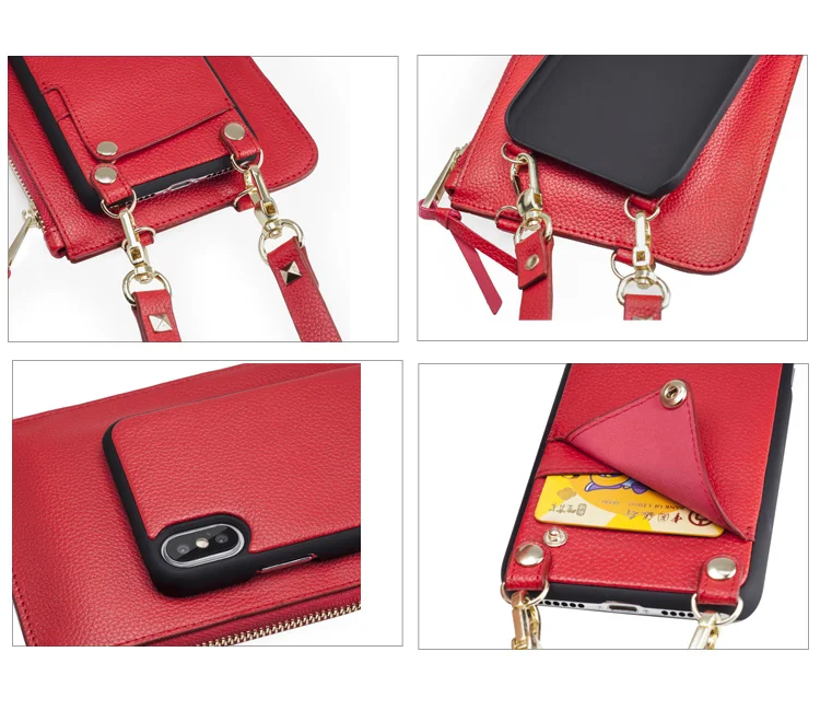 Luxury Premium Genuine Leather Crossbody Wallet Phone Case Bag With