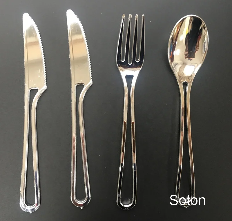 Plastic Utensils Silver Plastic Flatware Spoon Fork Knife Buy