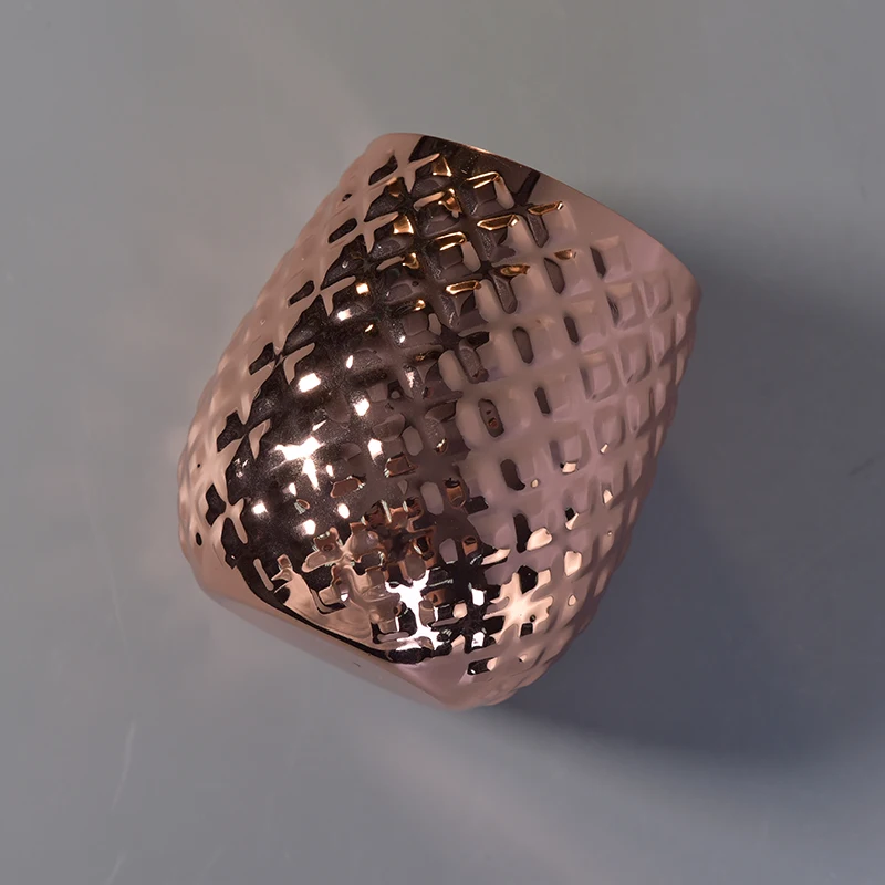 Diamond Pattern Metal Candle Jars Stainless Steel Gold Candle Holders for Soy Wax Home Decor