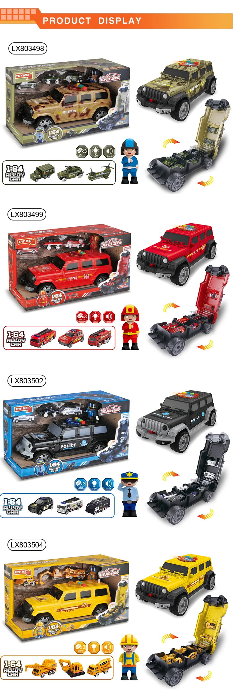 Amazon Hot Sale 1:64 DIY Storage Toy Car Alloy Car With Music And Light For Kids