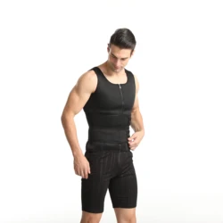 Custom Logo Double Belt Neoprene Shaper Vest Slimming Zipper Waist Trainer Men Sauna Sweat Vest