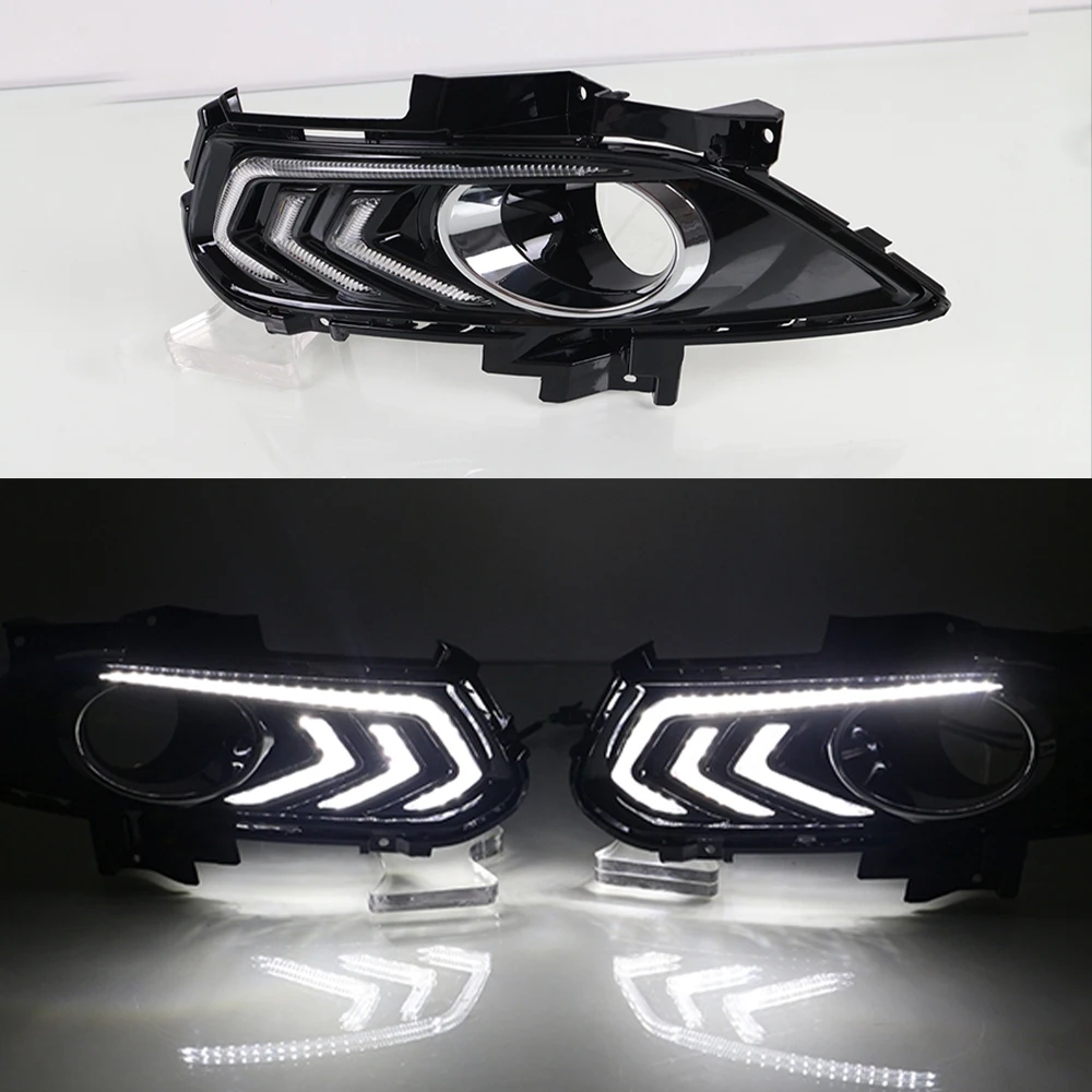 Car DRL LED Daytime Running Light With Turn Yellow Signal Fog lamp For Ford Mondeo Fusion 2013 2014 2015 2016