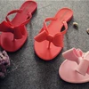 Wholesale bow jelly summer slippers female beach shoes solid flip flops jelly shoes