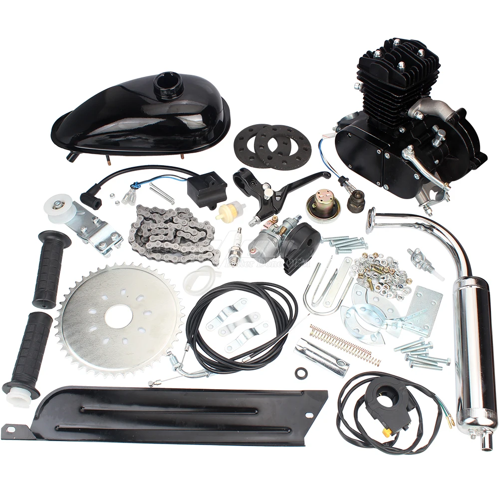 50cc 2-stroke schwarz Motor Kit Fahrrad Motorisierte Benzin Motor Schalldämpfer 