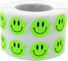 2019 Hot Sale Yellow Smiley Face Happy Stickers 1.5" Round Circle Teacher Labels 500 Total Per Roll contains Hazardous label
