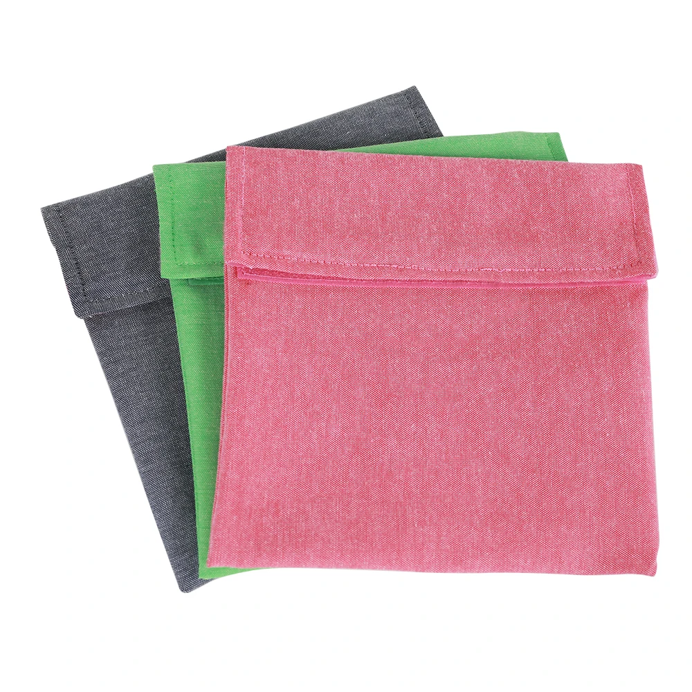 
Hot Sale Reusable eco friendly reusable washable sandwich food bag stand up snack bag set made from organic cotton 