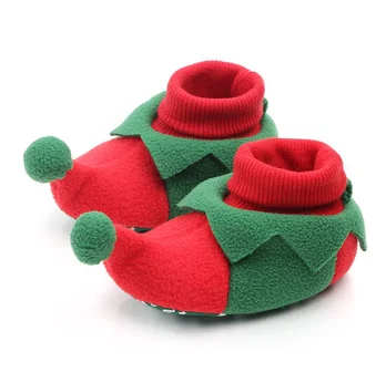 Cute Baby Christmas Santa Claus, Trees, Elk Printed Kids Animal Knitted Rubber Soled Antiskid Sock Shoes supplier